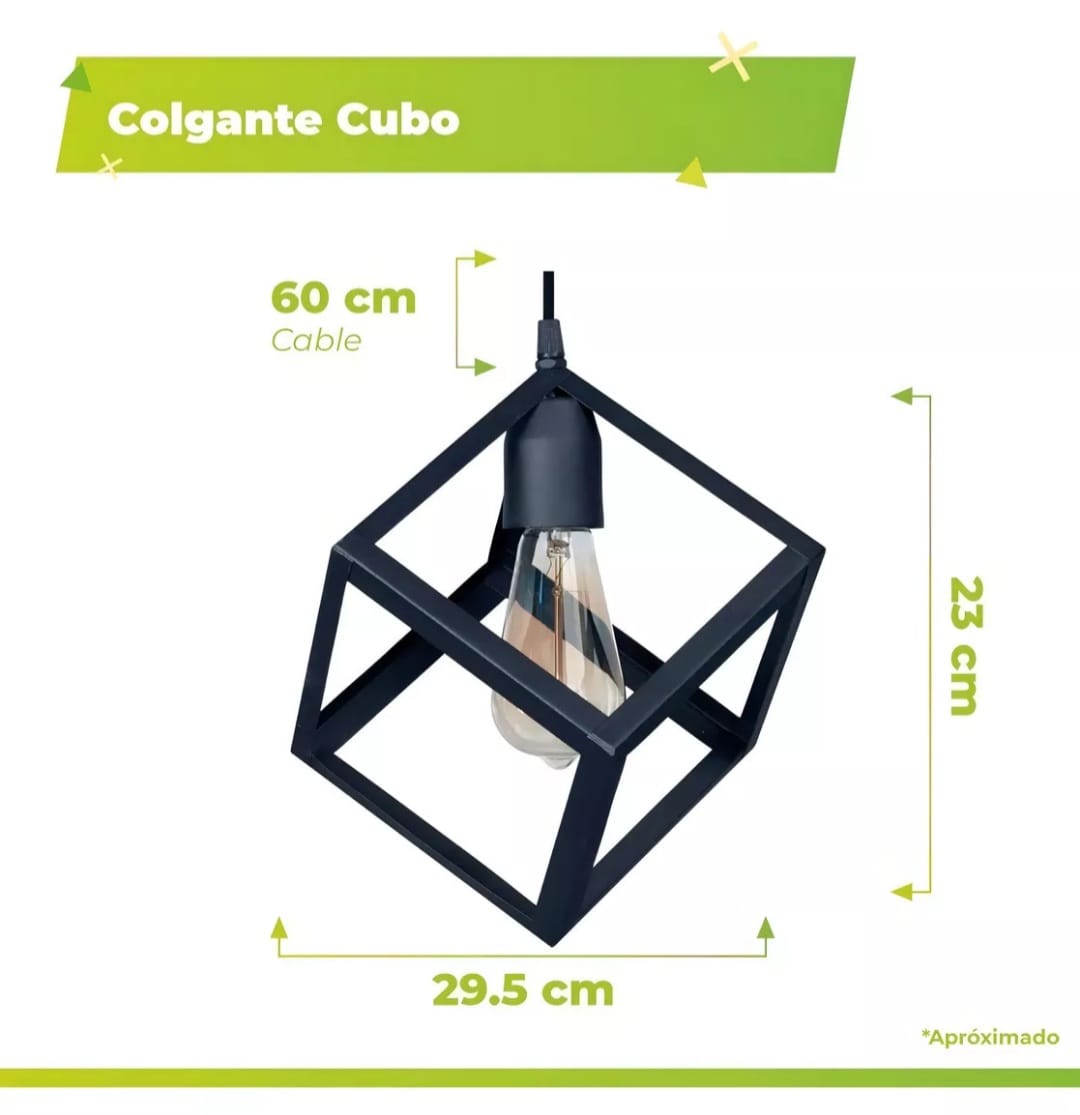 COLGANTE CUBO NEGRO – 1 LAMPARA