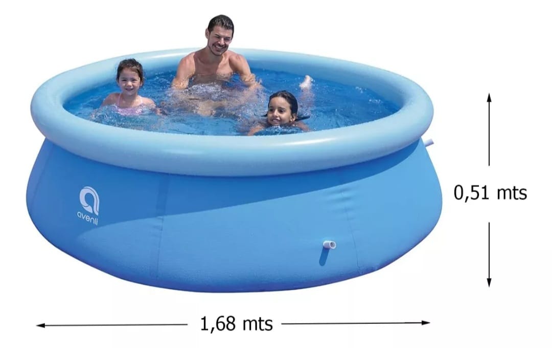 PILETA REDONDA AUTOPORTANTE. BORDE INFLABLE 1.68 x 0.51 mts