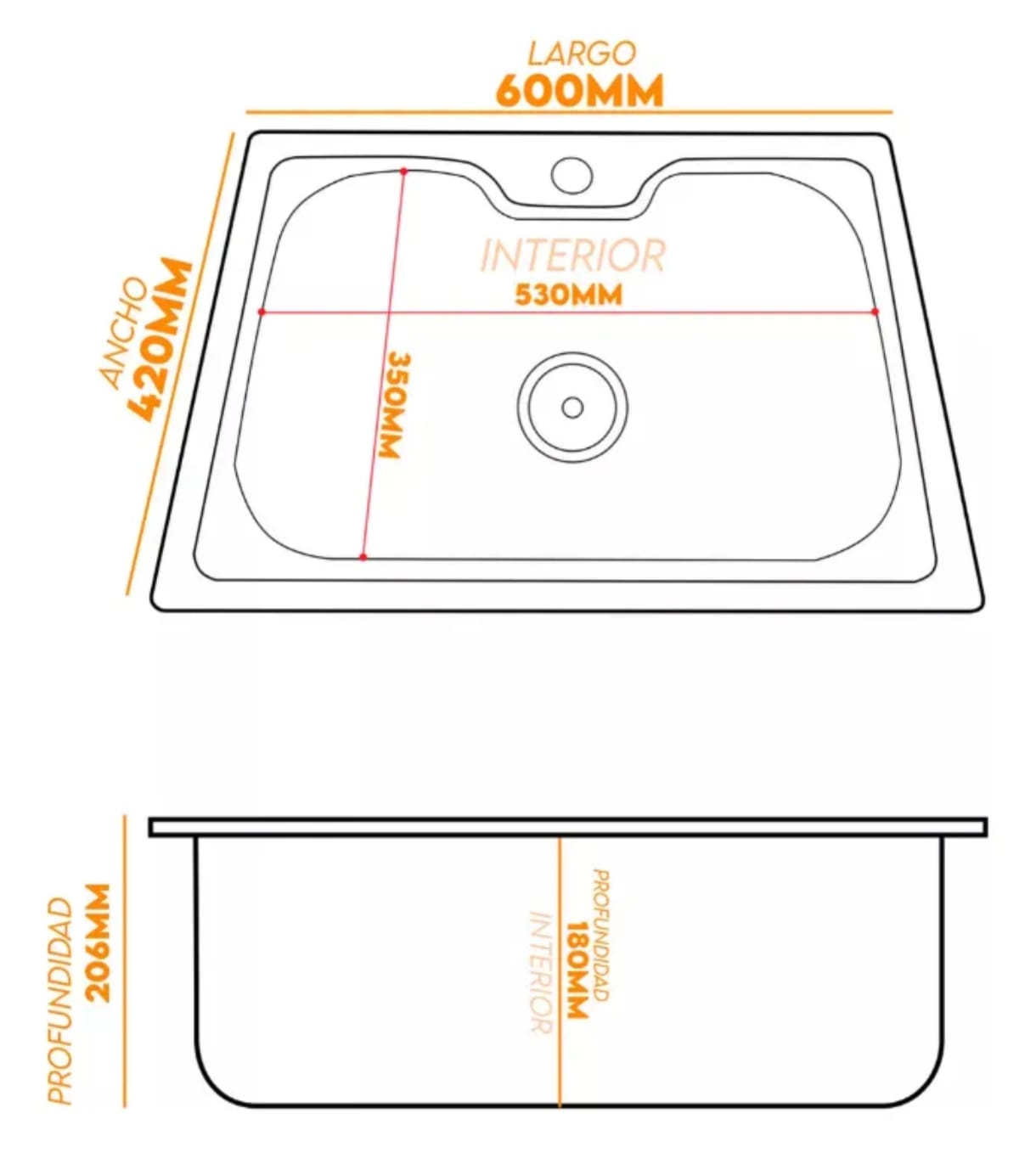 BACHA SIMPLE DE COCINA ACERO INOXIDABLE LUSQTOFF - Image 4